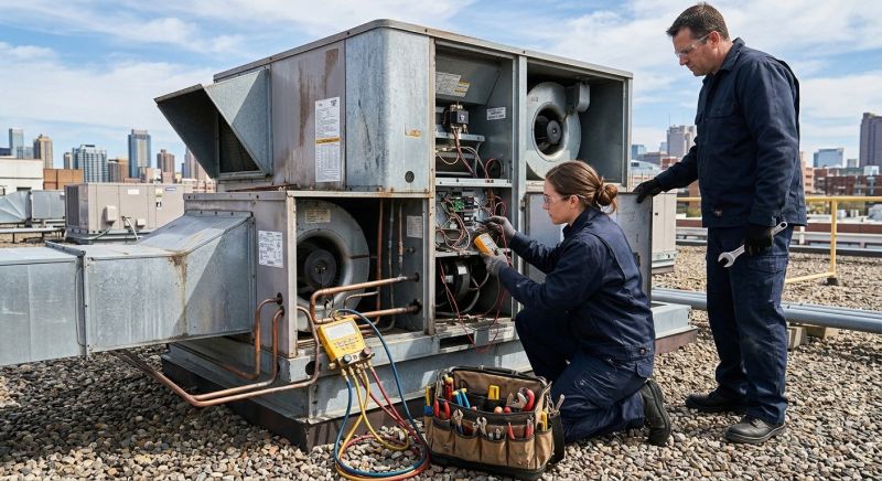 Commercial Oil Radiator Installation